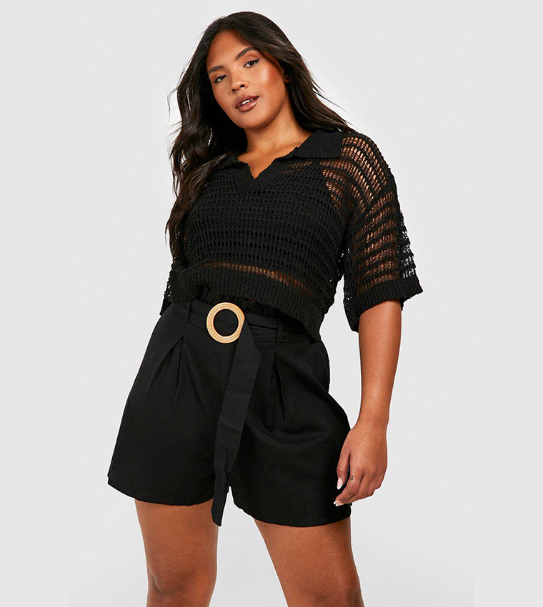 Paper bag shorts top black