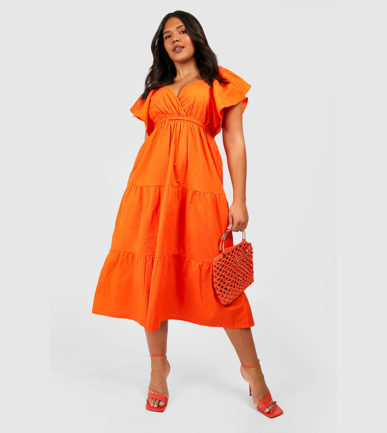 Orange sale dress boohoo