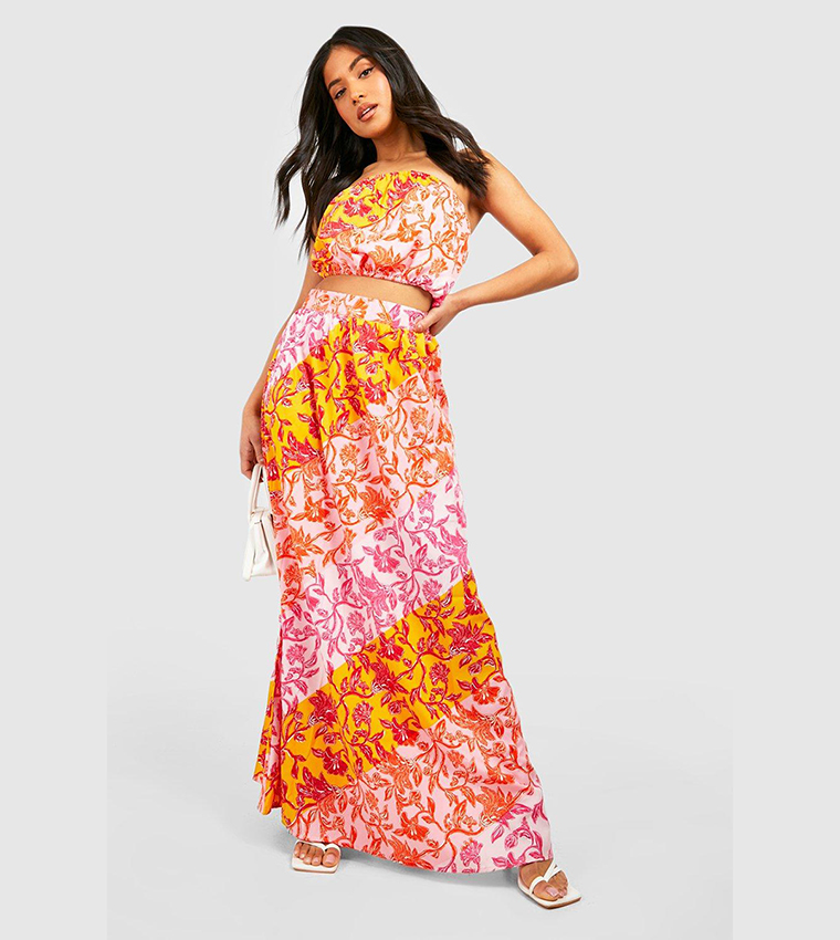 Floral bandeau and sale maxi skirt co-ord set