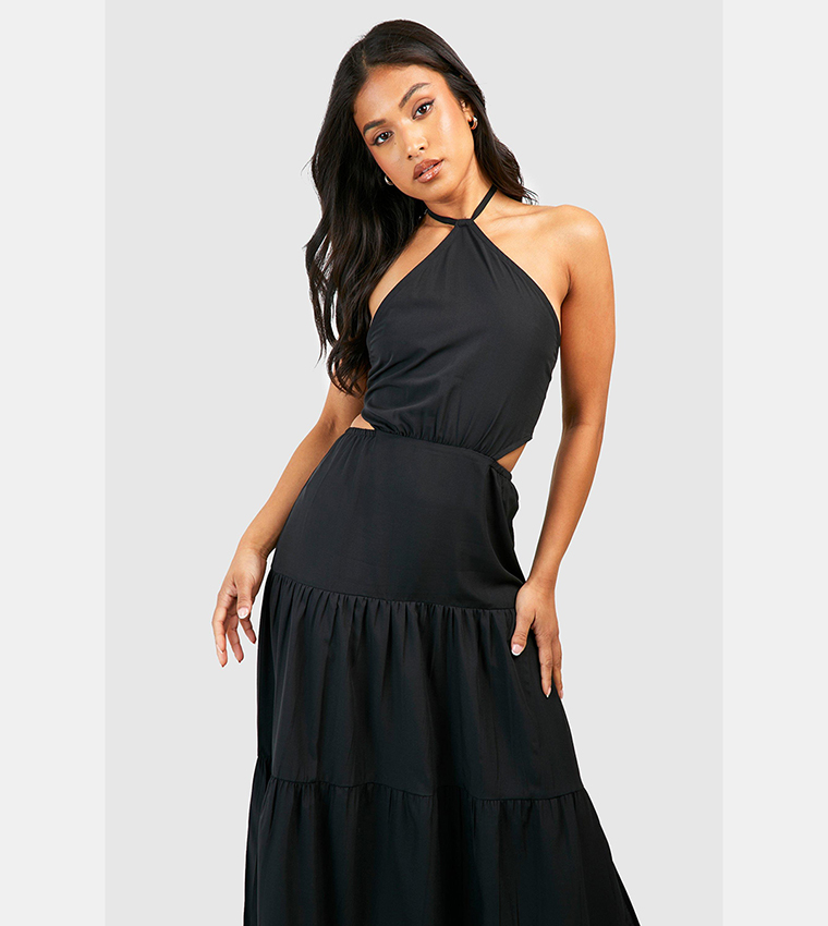 Buy Boohoo Halter Split Leg Maxi Dress In Black | 6thstreet Qatar