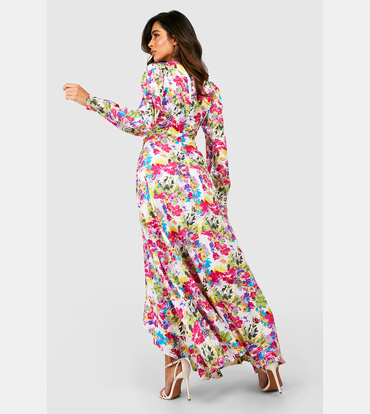 Buy Boohoo Floral Cut Out Maxi Dress In White 6thStreet Qatar