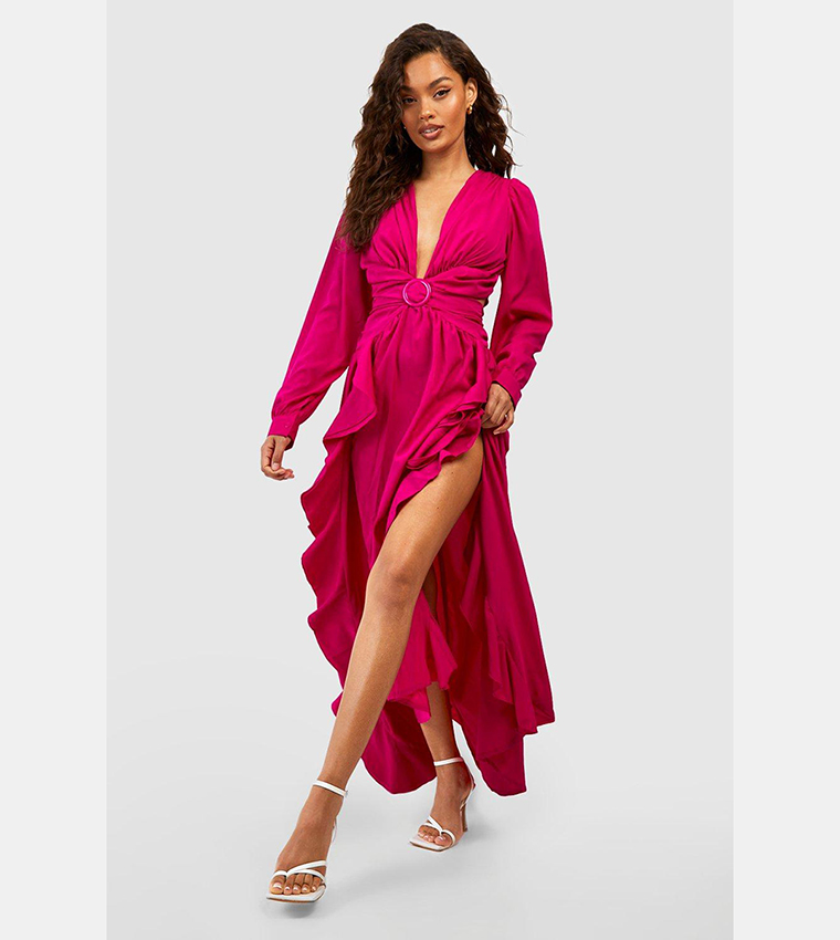 Buy Boohoo Ring Detail Cut Out Maxi Dress In Pink | 6thstreet Oman