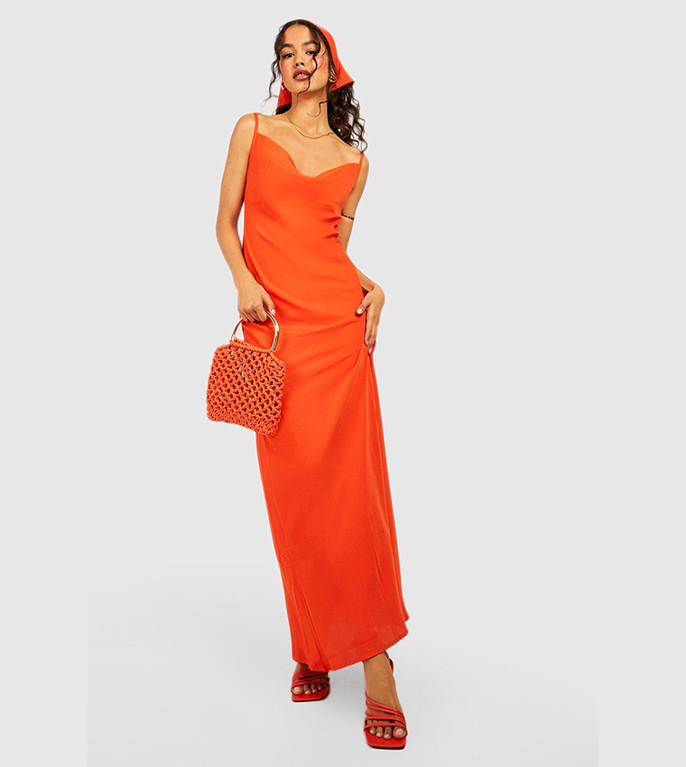 Buy Boohoo Maxi Slip Dress With Head Scarf In Orange | 6thStreet Saudi  Arabia