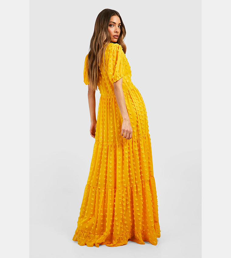 dobby chiffon tiered maxi dress Styli Dobby Chiffon Smocked Tiered Maxi Dress for Women