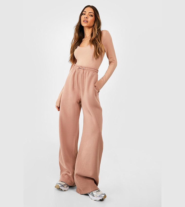 Buy Boohoo Basic Wide Leg Joggers In Taupe 6thStreet Qatar