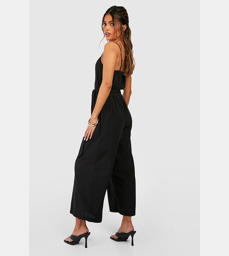 Woven Strappy Culotte Jumpsuit