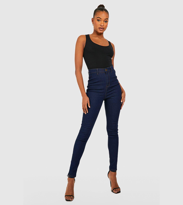 Buy Boohoo Tall Basic High Waist Skinny Jeans In Blue | 6thStreet Saudi ...