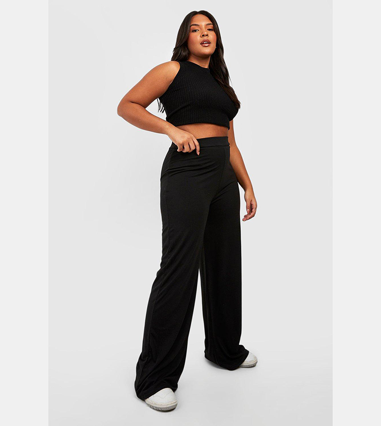 Basic Jersey Wide Leg Trousers