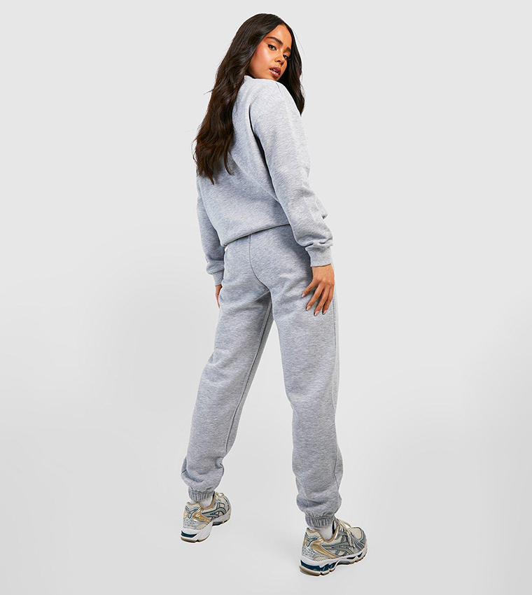 Buy Boohoo Zip Up Slogan Sweat Jogger Tracksuit In Grey
