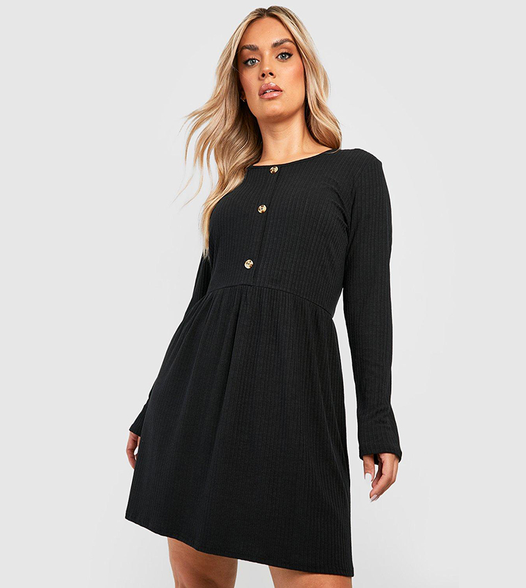 Black button hotsell smock dress