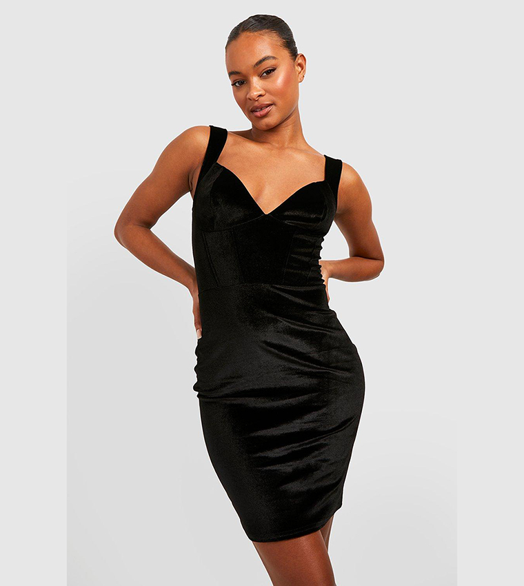 Buy Boohoo Tall Velvet Corset Wrap Mini Dress In Black | 6thstreet Bahrain Buy Boohoo Tall Velvet Corset Wrap Mini Dress In Black | 6thstreet Bahrain
