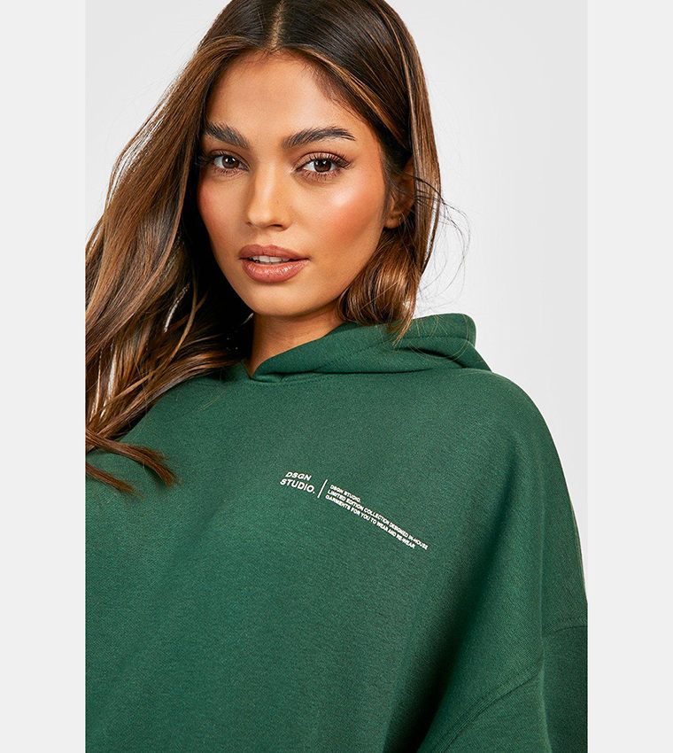Buy Boohoo Design Studio Text Slogan Hooded Tracksuit In Forest