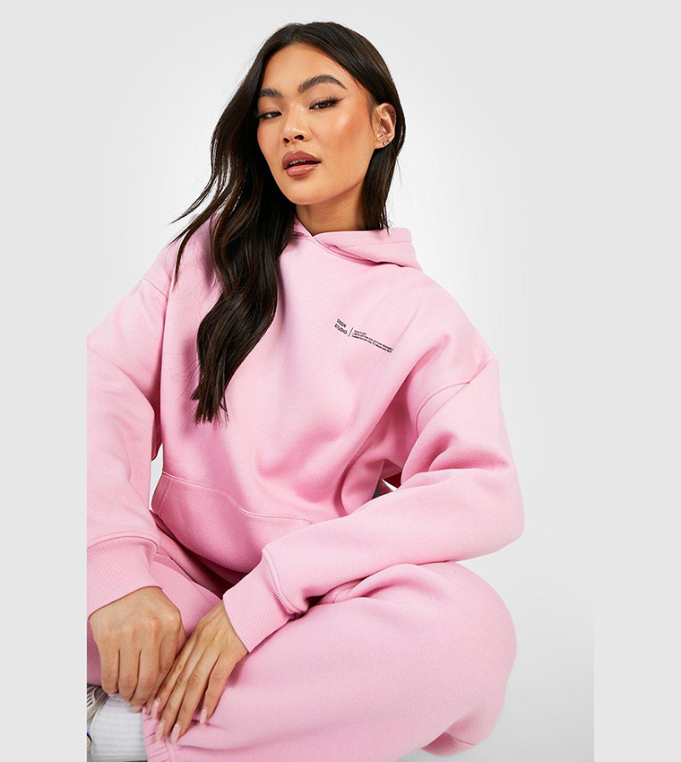 Buy Boohoo Design Studio Text Slogan Hooded Tracksuit In Pink ...