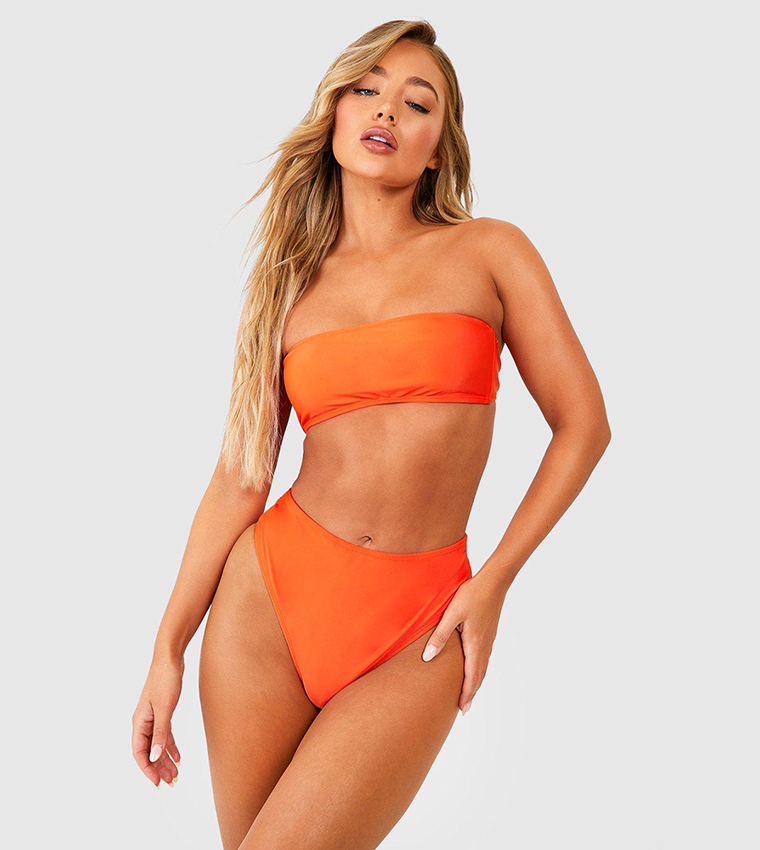 Buy Boohoo Bandeau High Waist Bikini Set In Orange 6thStreet UAE