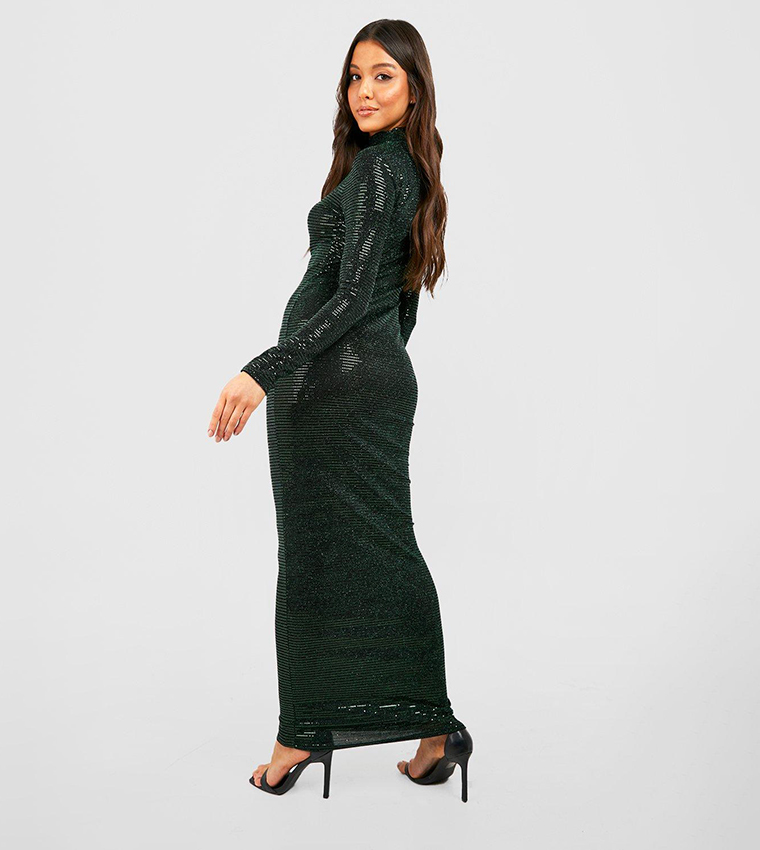 boohoo green sparkly dress Sequin Boohoo Green Velvet Dress Tall Sequin Velvet Belted Midi Dress Boohoo