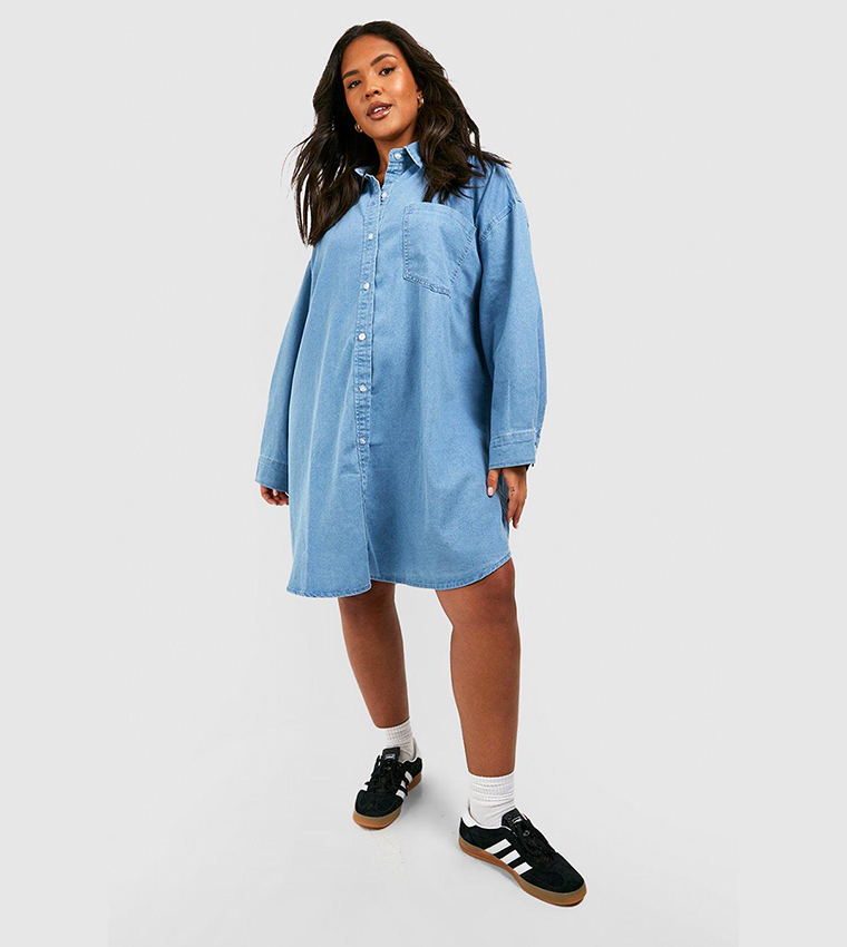 Oversized denim shop shirt dress