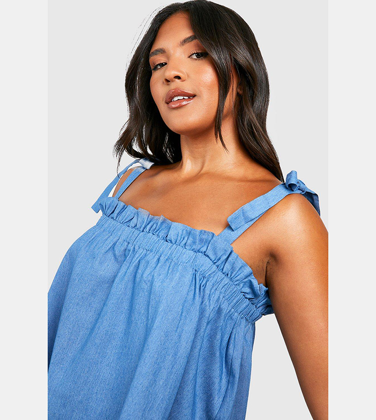 Midi Dress Off The Shoulder Denim Dress Boohoo Dresses Denim Wrap