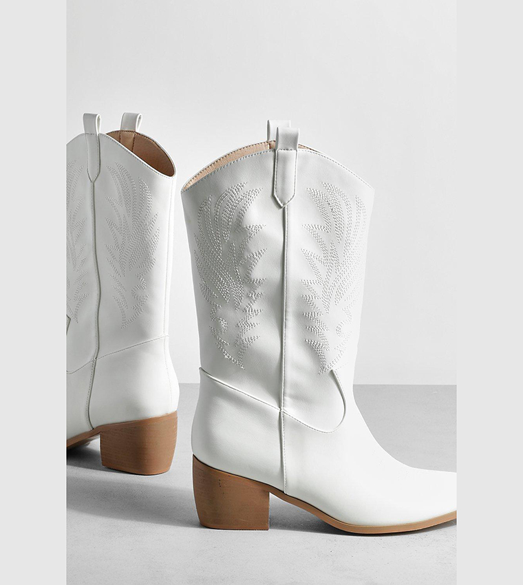 Wide Fit Tab Detail Ankle Cowboy Western Boots