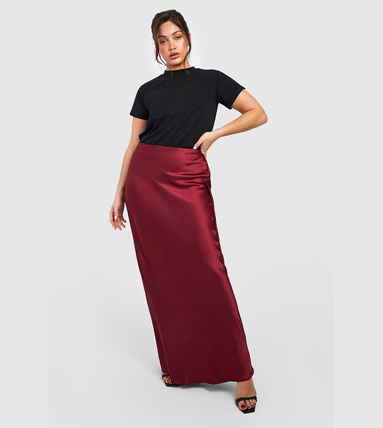 Buy Boohoo Satin Bias Maxi Slip Skirt In CHOCOLATE 6thStreet Bahrain