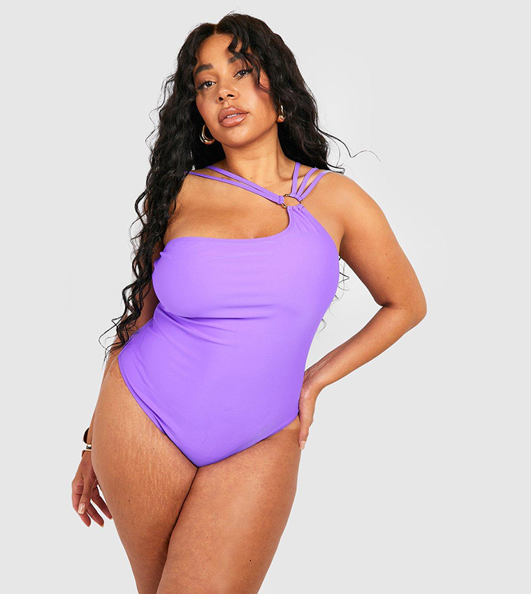 YOURS Plus Size Purple Keyhole Tummy Control Swimsuit