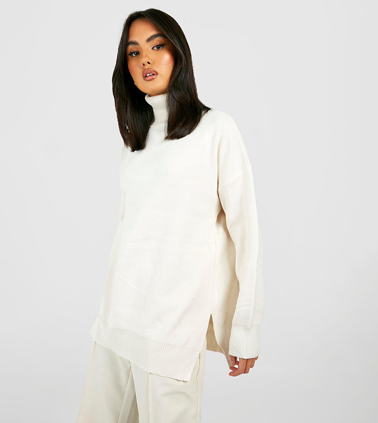 Buy Boohoo Knitted Roll Neck Sweater In White 6thStreet UAE