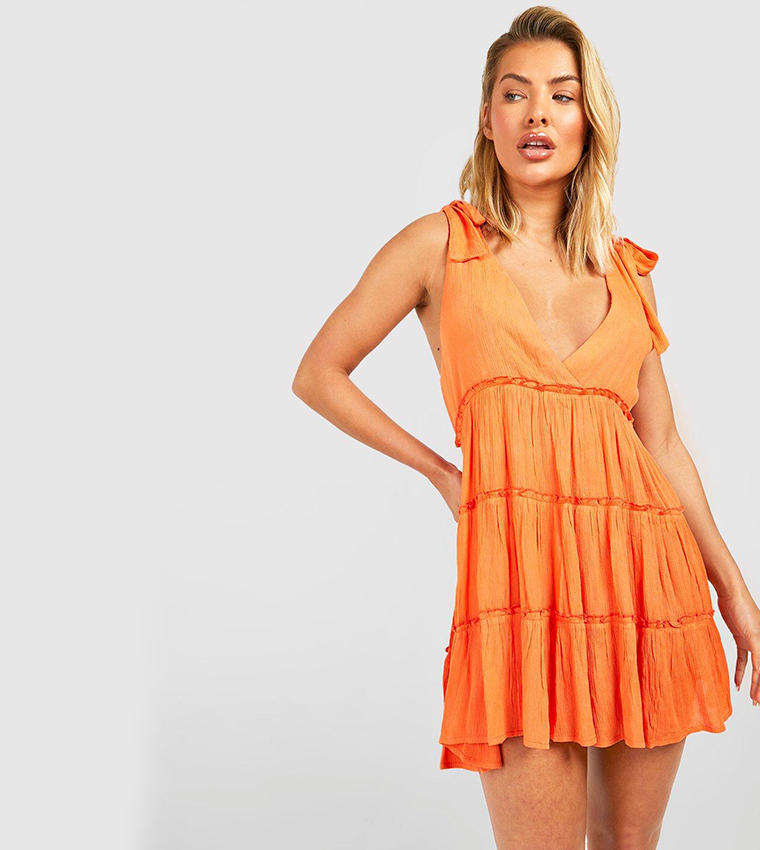 Orange boohoo outlet dress