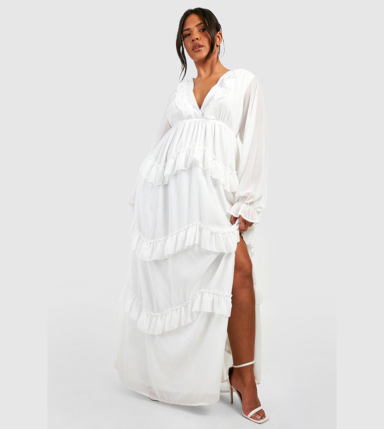 Frill plunge outlet dress