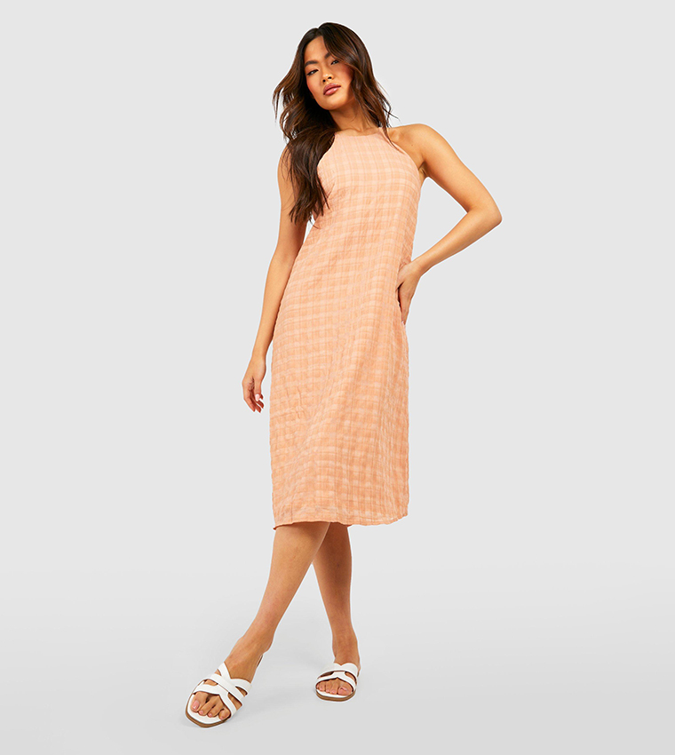 Mango gingham midi dress best sale