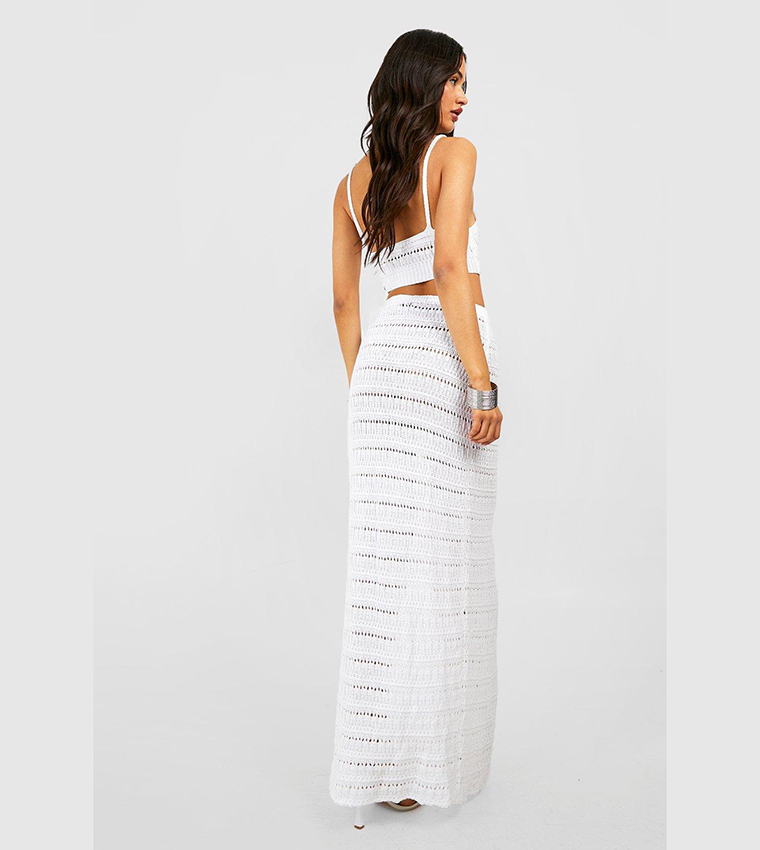 Buy Boohoo Crochet Bralette And Maxi Skirt Set In White | 6thStreet Kuwait