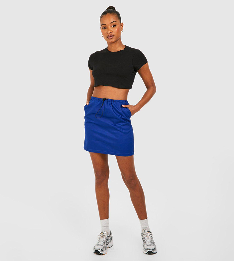 Buy Boohoo Tall Drawcord High Rise Micro Mini Skirt In Navy 6thStreet Qatar