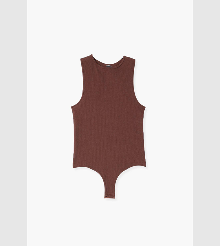 Contour Ribbed Racer Neck Bodysuit