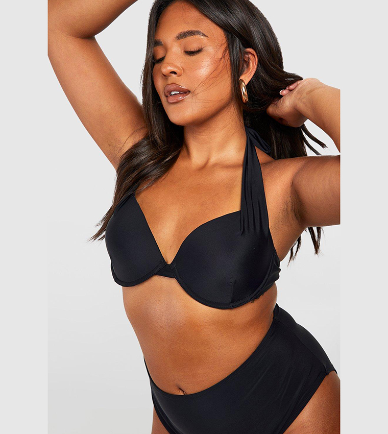 Buy Boohoo Curve Enhance Smoothing Underwire Bikini Set In Black