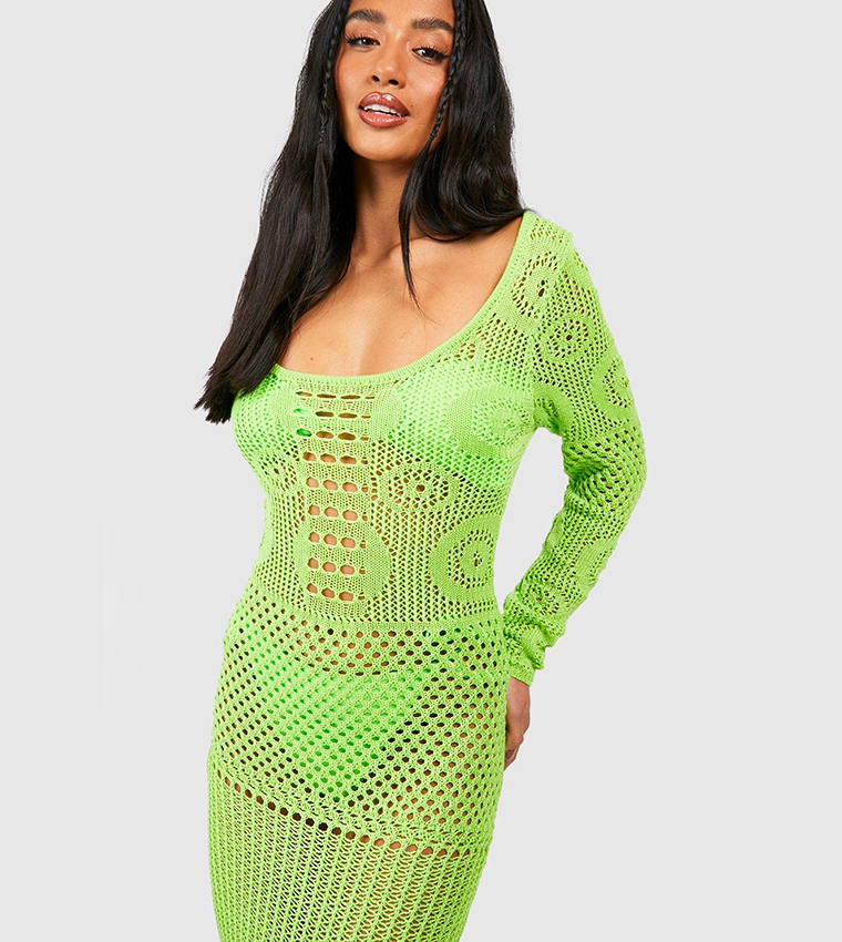 COURTSIDE OR SEASIDE CROCHET JERSEY DRESS  AKIRA