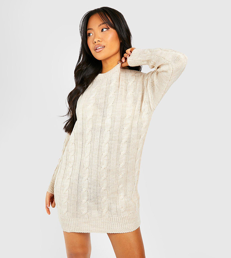 Cream cable knit jumper dress online