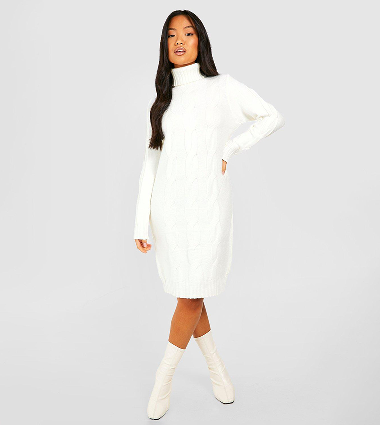 White high store neck jumper dress