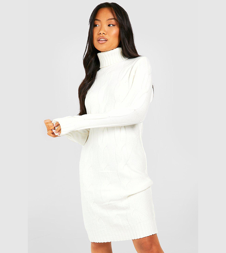 Cable knit roll store neck jumper dress