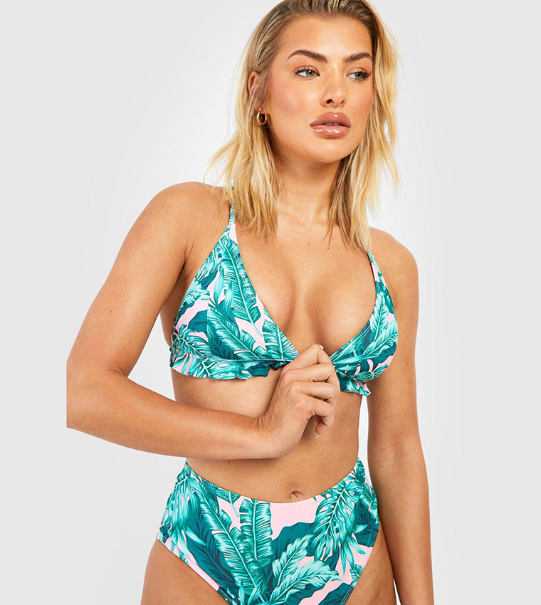 Tropical Ruffle High-Rise Bikini Set