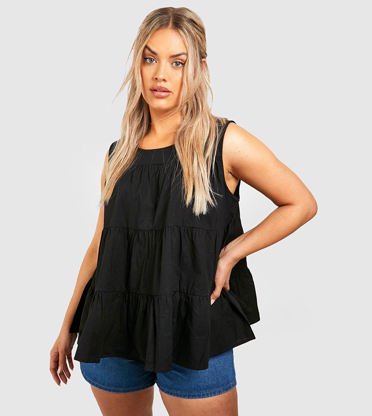 Tiered Poplin Smock Top