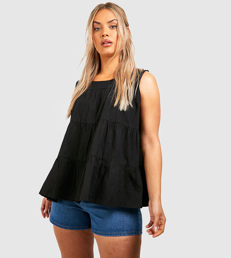 Tiered Poplin Smock Top
