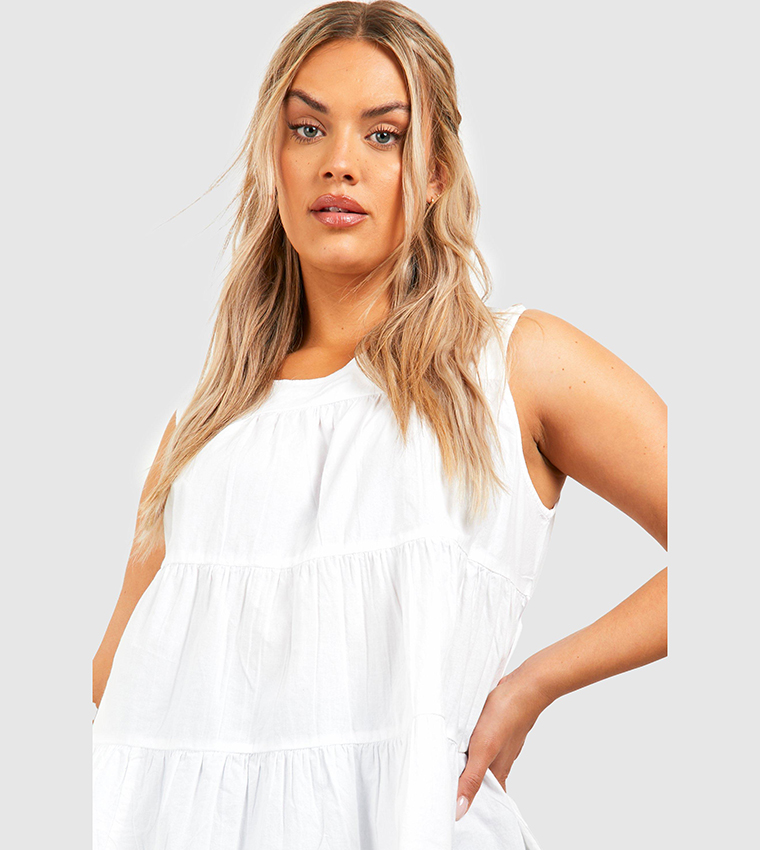 Tiered Poplin Smock Top