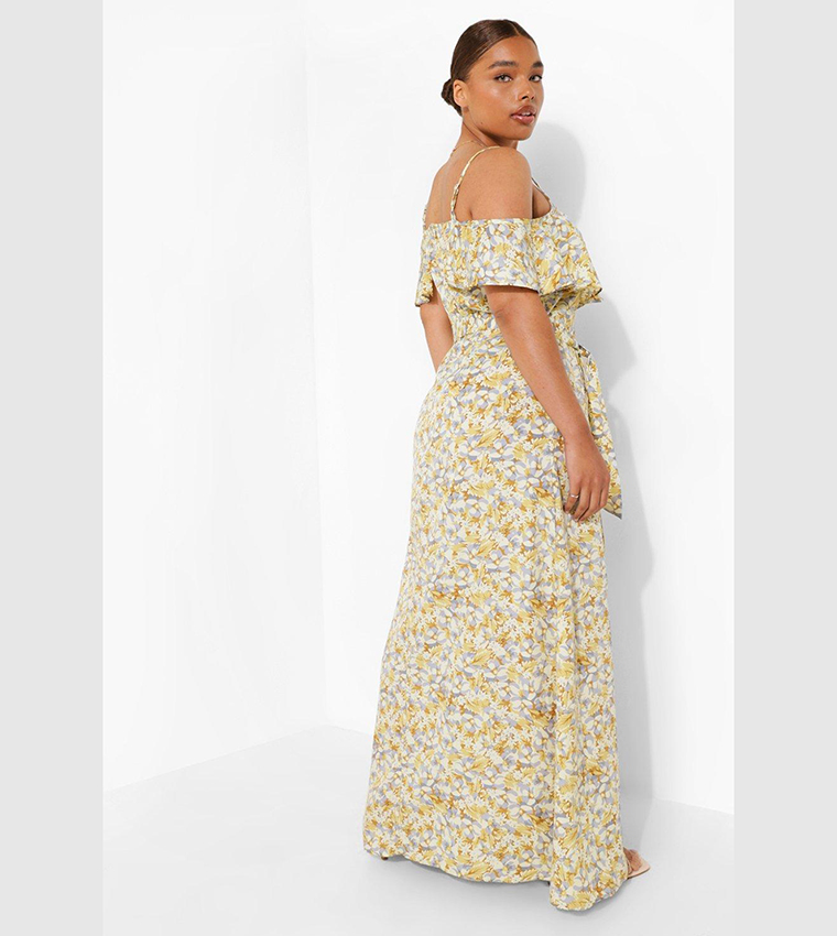 Cold shoulder hotsell maxi dress floral