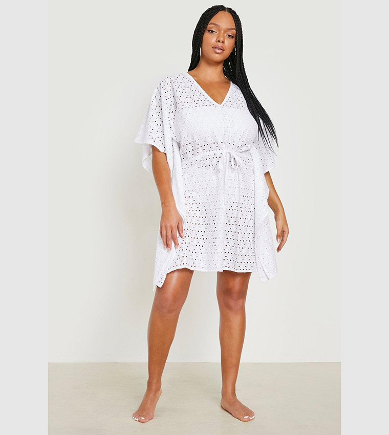 Broderie Anglaise Drawstring Kaftan