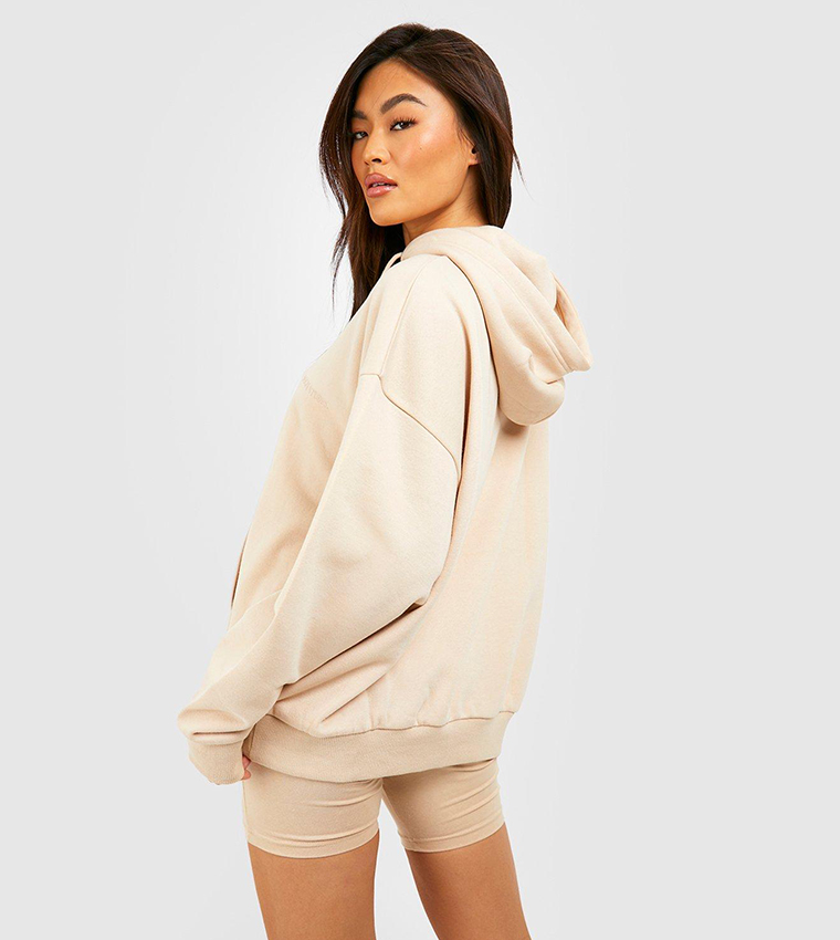 Buy Boohoo Design Studio Oversized Hoodie And Cycling Short Set In Beige 6thStreet Bahrain