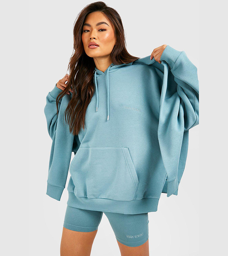 Oversized hoodie and outlet biker shorts