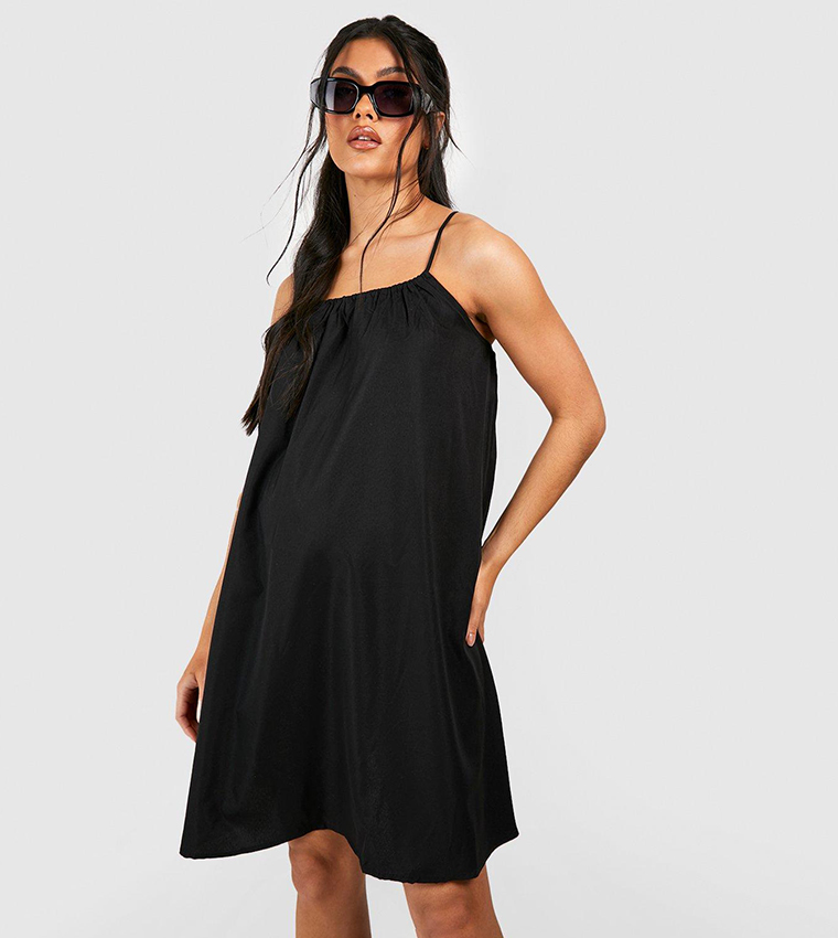 Buy Boohoo Woven Strappy Swing Dress In Black 6thStreet Oman