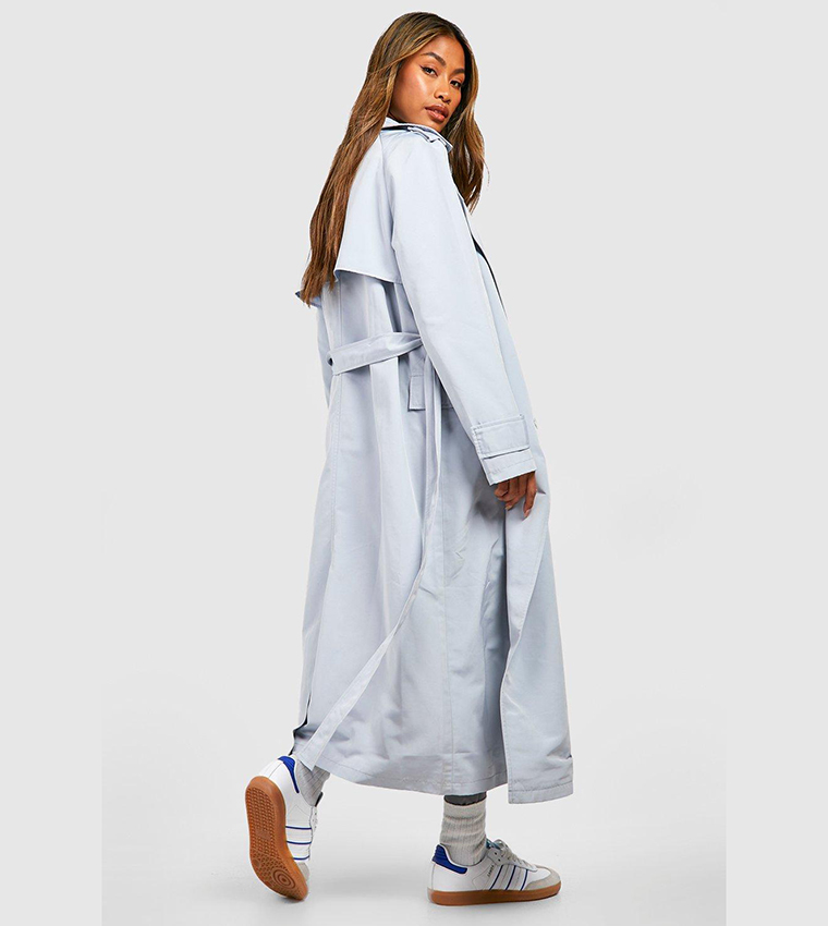 Dusty blue outlet trench coat