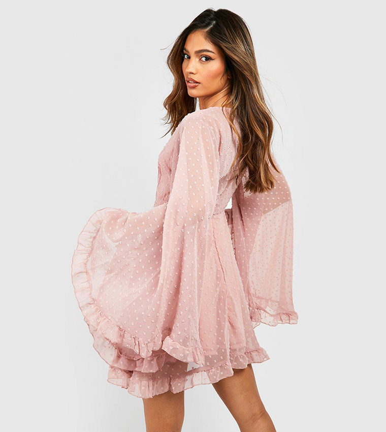 Casual Chiffon Skater Dress With Sleeves Buy In Bulk Skater Dress Long  Customizable Print Options
