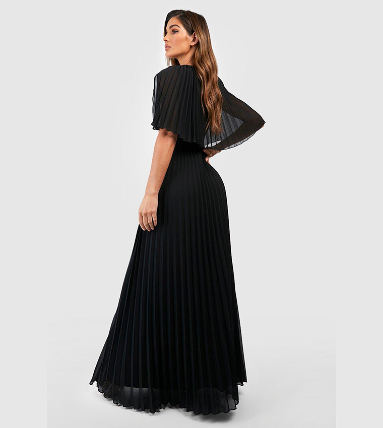 strapless open back dress Chiffon Pleated Dress Black code 120  The Cape