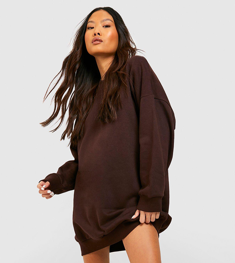 Buy Boohoo Oversized Relaxed Sweater Dress In Brown 6thStreet UAE