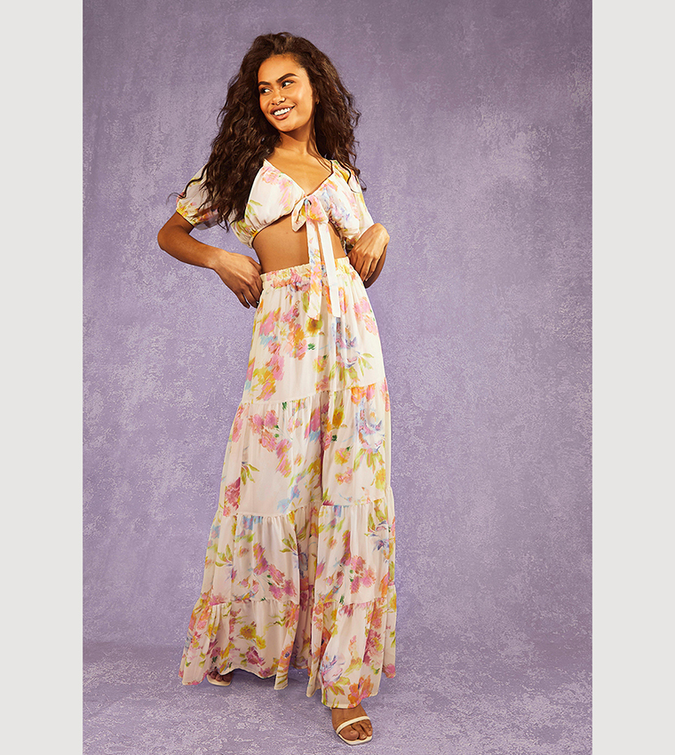 Floral maxi skirt pastel hotsell